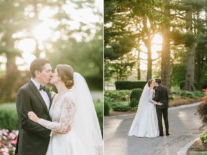 Bride and Groom Photographed at Sunset at The Ashford Estate