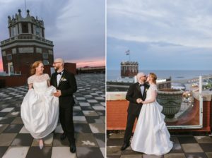 Fun and Playful Asbury Park Wedding at the Berkeley Oceanfront Hotel Bride and Groom at Sunset