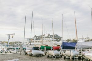 Coastal Bay Head Yacht Club fall wedding outside sailboats