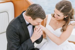 Coastal Bay Head Yacht Club fall wedding intimate ride on boat