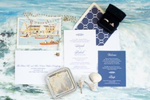 Coastal Bay Head Yacht Club fall wedding invitation design