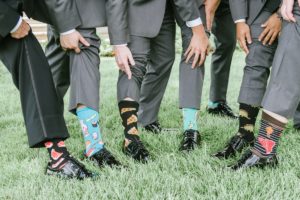 A Fun and Playful wedding at the Ryland Inn Coach House groom socks