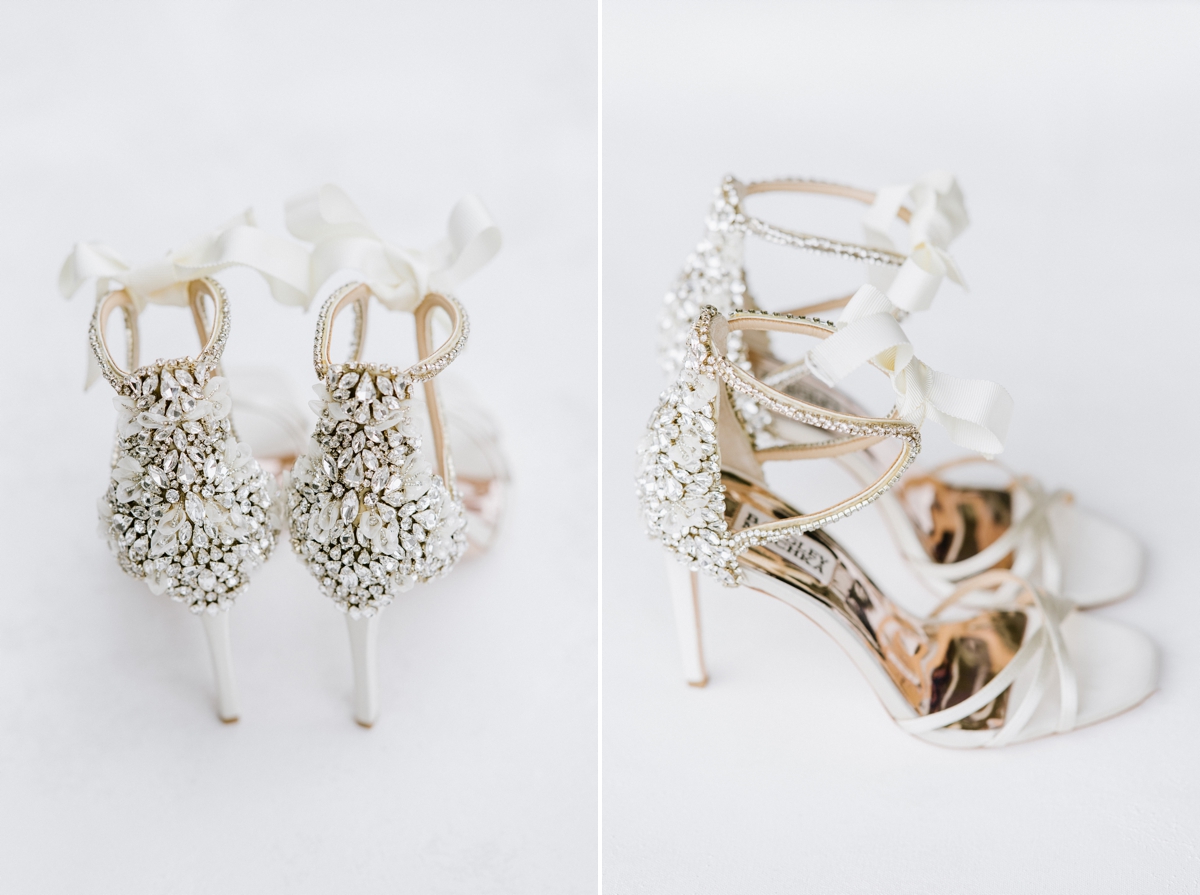 Sparkly wedding shoes at bear brook valley