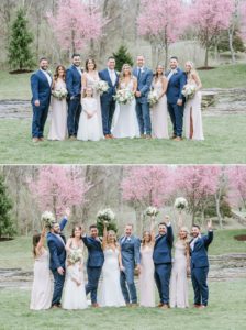 Wedding Party in Pink and Blue at a Baer Brook valley wedding