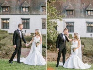 Pleasantdale-Chateau-wedding-photos-bride-and-groom-holding-hands