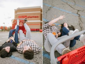 Fun-playful-Target-engagement-photos-nj-grocery-cart